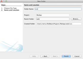 NetBeans new css folder settings