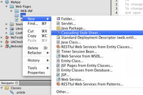 NetBeans adding css file to folder