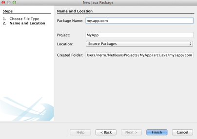 NetBeans window displaying new project options